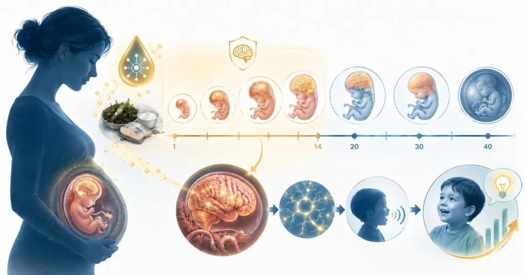 Niedobór jodu w ciąży a rozwój mózgu płodu i późniejsze IQ dziecka – schemat rozwoju prenatalnego